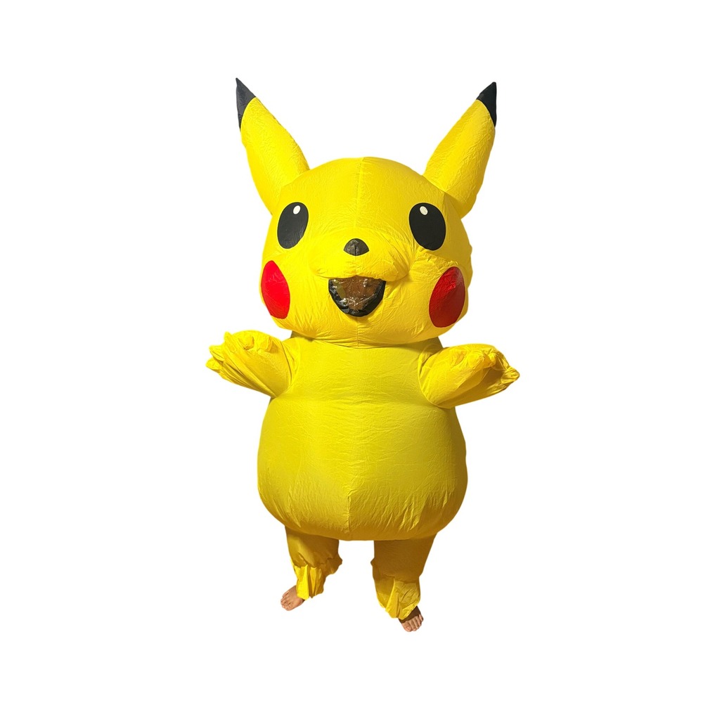 Pokemon Pikachu Inflatable Costume Adult Yellow Blow Up Cosplay Halloween Suit